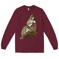 Burgundy Flying Common Buckeye Butterfly Long Sleeve Tee - LillyAllenDesigns