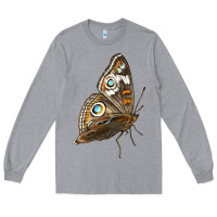 Heather Grey Flying Common Buckeye Butterfly Long Sleeve Tee - LillyAllenDesigns