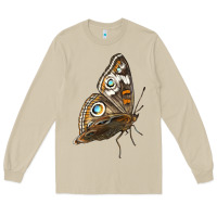Mushroom Flying Common Buckeye Butterfly Long Sleeve Tee - LillyAllenDesigns