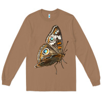 Toasted Coconut Flying Common Buckeye Butterfly Long Sleeve Tee - LillyAllenDesigns