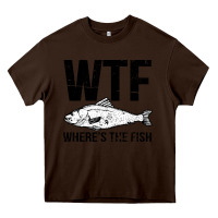 Chocolate Brown wtf where's the fish Heavy Core Tee - artisFamous