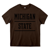 Chocolate Brown Michigan MI State vintage Athletic Style Heavy Core Tee - artisFamous