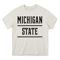 Cream Michigan MI State vintage Athletic Style Heavy Core Tee - artisFamous