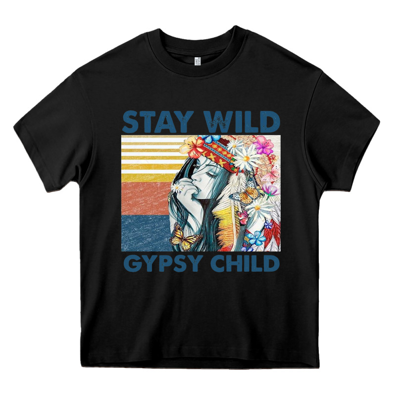 Stay Wild Gypsy Child Letter Rainbow Heavy Core Tee by artisFamous | Teevron