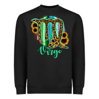 Black Virgo Zodiac Sign Sunflower Leopard Serape Heavyweight Sweatshirt - RanaPortraitStore