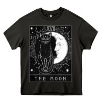 Asphalt tarot card crescent moon and cat graphic Heavy Core Tee - artisFamous