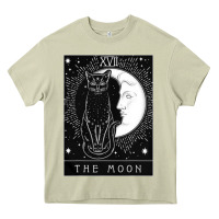 Mossy tarot card crescent moon and cat graphic Heavy Core Tee - artisFamous