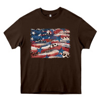 Chocolate Brown Leopard glitter American flag Heavy Core Tee - FaDigitalArtStudio