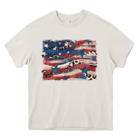 Cream Leopard glitter American flag Heavy Core Tee - FaDigitalArtStudio