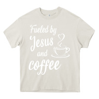 Cream Fueled by jesus and coffee Heavy Core Tee - artisFamous