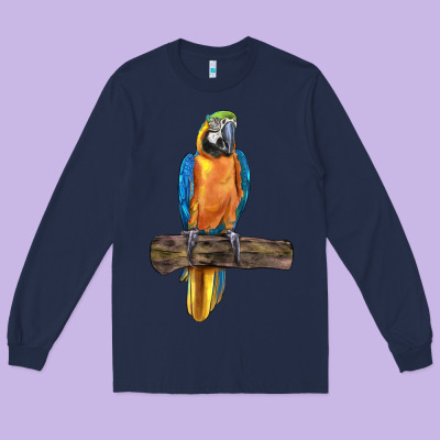 Blue Throated Macaw Long Sleeve Tee Designed By Lillyallendesigns