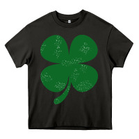 Asphalt distressed green four leaf clover Heavy Core Tee - artisFamous