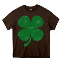 Chocolate Brown distressed green four leaf clover Heavy Core Tee - artisFamous