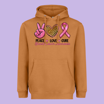 Peace Love Cure Heavyweight Hoodie Designed By Ranaportraitstore