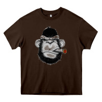 Chocolate Brown Monkey Smoking Heavy Core Tee - artisFamous