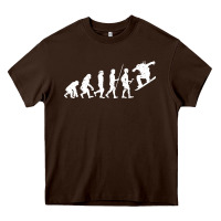 Chocolate Brown Snowboarding Evolution | Snowboard Mountain Winter Heavy Core Tee - artisFamous