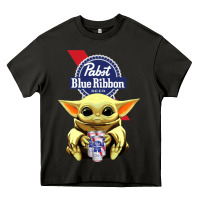 Baby Yoda Hugs Pabst Blue Ribbon Beer Heavy Core Tee | Teevron