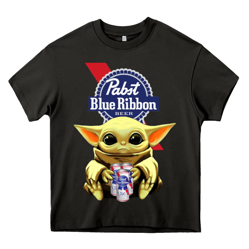 Baby Yoda Hugs Pabst Blue Ribbon Beer Heavy Core Tee by artisFamous | Teevron