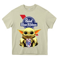 Mossy Baby Yoda Hugs Pabst Blue Ribbon Beer Heavy Core Tee - artisFamous