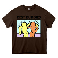 Chocolate Brown best buddies Heavy Core Tee - artisFamous