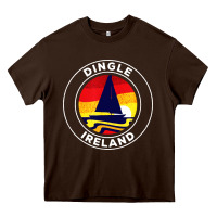 Chocolate Brown dingle ireland vintage sailboat 70s retro sunset Heavy Core Tee - artisFamous