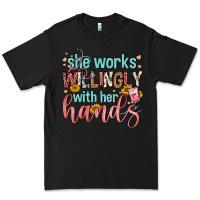 Black she works willingly with her hands Premium Tee - FaDigitalArtStudio