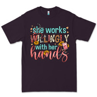 Plum she works willingly with her hands Premium Tee - FaDigitalArtStudio