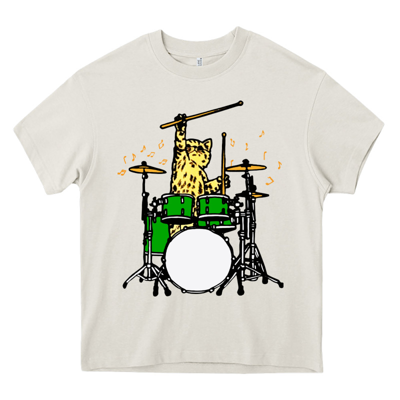 Drummer Cat Music Lover Musician Playing The Drums Heavy Core Tee by artisFamous | Teevron