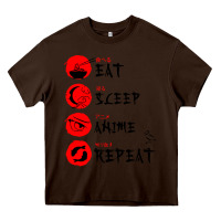 Chocolate Brown eat sleep anime repeat japanese Heavy Core Tee - artisFamous