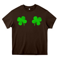 Chocolate Brown four leaf clover Heavy Core Tee - artisFamous