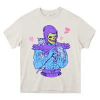 Cream skeletor's cat Heavy Core Tee - artisFamous