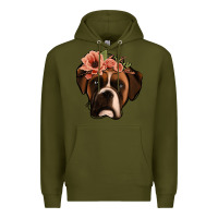Army Green floral boxer Premium Hoodie - Jasminsmagicworld