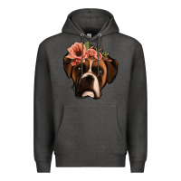 Charcoal Heather floral boxer Premium Hoodie - Jasminsmagicworld