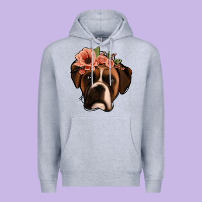 Floral Boxer Premium Hoodie Designed By Jasminsmagicworld