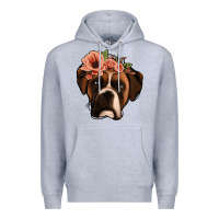 Heather Grey floral boxer Premium Hoodie - Jasminsmagicworld