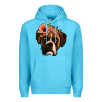 Ocean Blue floral boxer Premium Hoodie - Jasminsmagicworld