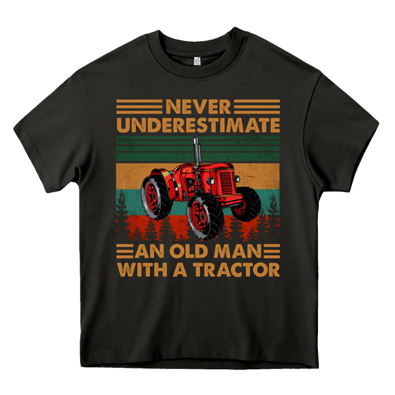 Never Underestimate An Old Man With A Tractor Retro Vintage Heavy Core Tee by artisFamous | Teevron