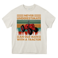 Cream never underestimate an old man with a tractor retro vintage Heavy Core Tee - artisFamous