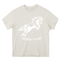Cream Personalised Horse Printed Equestrian Riding Cob Jumping Rider Horse Heavy Core Tee - artisFamous