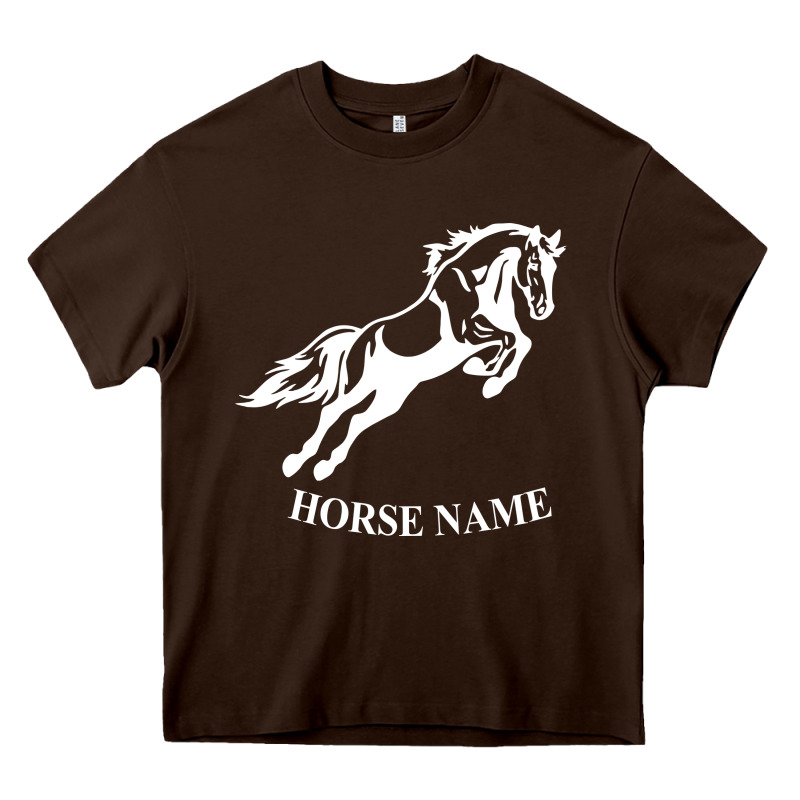Personalised Horse Printed Equestrian Riding Cob Jumping Rider Horse Heavy Core Tee by artisFamous | Teevron