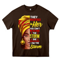 Chocolate Brown black history month shirt african woman afro i am the storm t shirt Heavy Core Tee - artisFamous