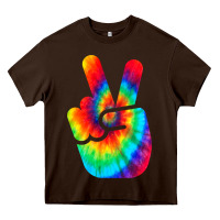 Chocolate Brown cool peace hand tie dye t shirt for boys and girls Heavy Core Tee - artisFamous