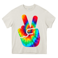 Cream cool peace hand tie dye t shirt for boys and girls Heavy Core Tee - artisFamous