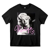 Black monroe black and white pink handwriting t shirt Heavy Core Tee - artisFamous