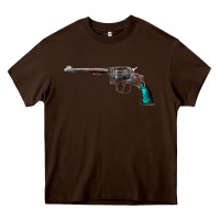 Chocolate Brown Revolver Handgun Heavy Core Tee - artisFamous