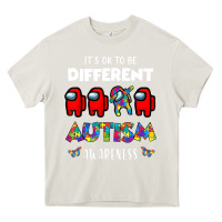 Cream a.mong us it's o.kay to be different autism awareness t shirt Heavy Core Tee - artisFamous
