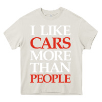 Cream I LIKE CARS MORE THAN PEOPLE Heavy Core Tee - artisFamous