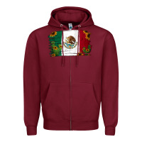 Burgundy cactus sunflower mexican flag Zipper Hoodie - Jasminsmagicworld