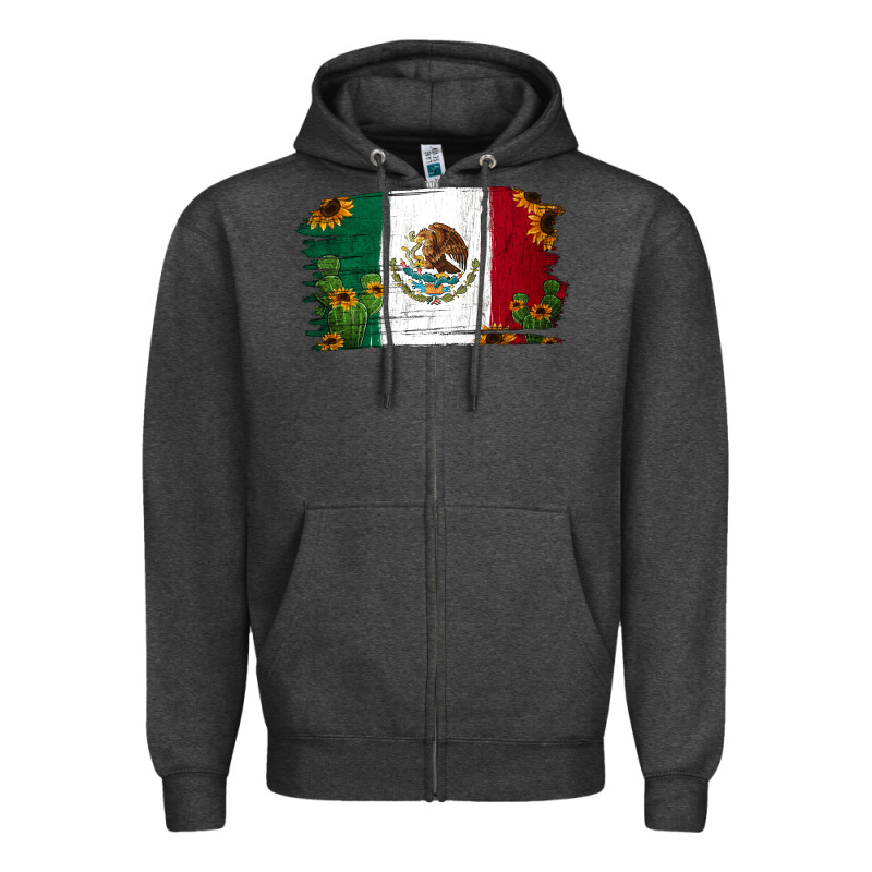 Cactus Sunflower Mexican Flag Zipper Hoodie by Jasminsmagicworld | Teevron