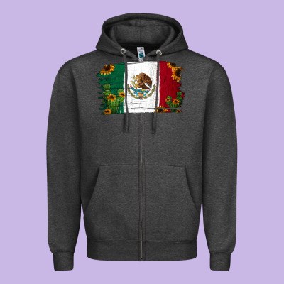 Cactus Sunflower Mexican Flag Zipper Hoodie Designed By Jasminsmagicworld